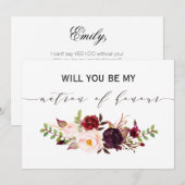 Rustic Floral... zal je mijn matron worden. Kaart (Voorkant / Achterkant)