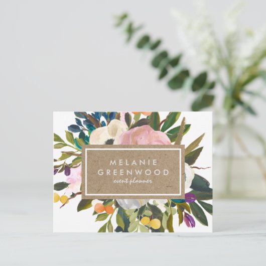 Rustic Florals Business Postcard Briefkaart (Staand voorkant)