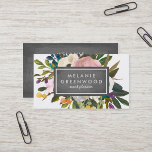 Rustic Florals Chalkboard Visitekaartje