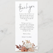 Rustic Florals Fall Wedding Thank You Menu (Achterkant)