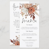Rustic Florals Fall Wedding Thank You Menu (Voorkant / Achterkant)