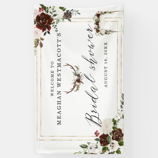 Rustic Florals | Vrijgezellenfeest Welkomstbanner Spandoek (Verticaal)