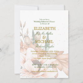 Rustic FloralTerracotta Elegant Wedding Rehearsal Kaart