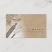 Rustic Flour Whisk Pastry Chef Artisan Bakery Visitekaartje (Voorkant)