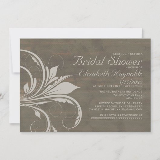 Rustic Flourish Bridal Shower-uitnodigingen Kaart (Voorkant)