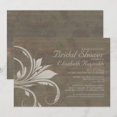 Rustic Flourish Bridal Shower-uitnodigingen Kaart (Voorkant / Achterkant)