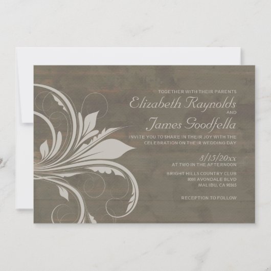 Rustic Flourish Wedding Invitations Kaart (Voorkant)