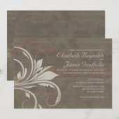 Rustic Flourish Wedding Invitations Kaart (Voorkant / Achterkant)