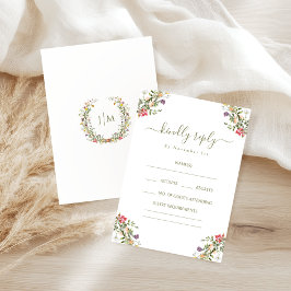 Rustic Flower Bloom Bohemian Wedding RSVP Cards Informatiekaartje