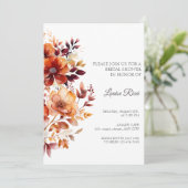 Rustic Flower Fall Bridal Shower Invitation Kaart (Staand voorkant)