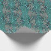 Rustic Flowers, Abstract Floral Pattern Blauwgroen Cadeaupapier (Hoek)