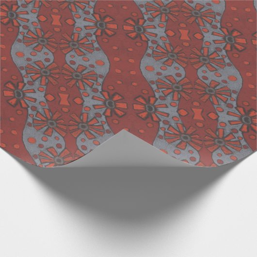 Rustic Flowers, Abstract Floral Pattern Terracotta Cadeaupapier (Hoek)