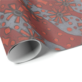 Rustic Flowers, Abstract Floral Pattern Terracotta Cadeaupapier