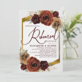 Rustic Flowers and Pampas Grass Rehearsal Dinner Kaart (Staand voorkant)