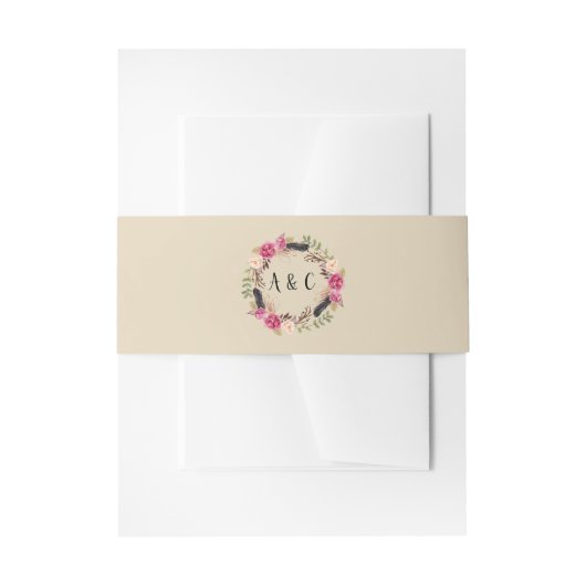 Rustic Flowers Belly Band Boho Bloemen Belly Band Uitnodigingen Wikkel (Voorkant Voorbeeld)