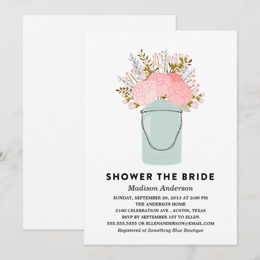 RUSTIC FLOWERS  | BRIDAL SHOWER INVITATION KAART (Voorkant / Achterkant)