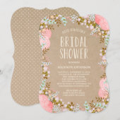 Rustic Flowers | Bridal Shower-uitnodiging Kaart (Voorkant / Achterkant)