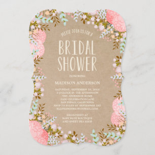 Rustic Flowers   Bridal Shower-uitnodiging Kaart