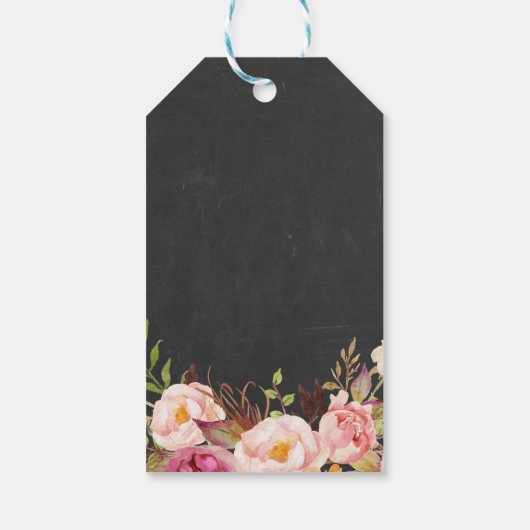 Rustic Flowers Chalkboard Decor Wedding Bedankt Cadeaulabel (Achterkant)