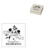 Rustic Flowers Custom Boho Ex Libris Bibliotheek B Rubberstempel (Gestempeld)