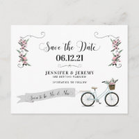 Rustic Flowers en Bicycle Wedding Save the Date