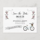 Rustic Flowers en Bicycle Wedding Save the Date Briefkaart (Voorkant)