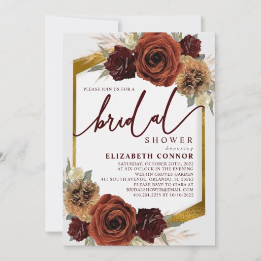 Rustic Flowers en Pampas Grass Vrijgezellenfeest Kaart (Voorkant)