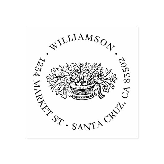 Rustic Flowers Familienaam Retouradres Rubberstempel (Afrduk)