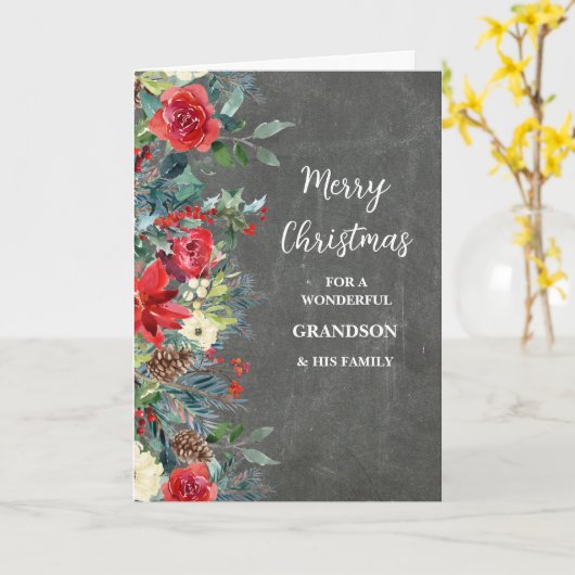 Rustic Flowers Godson & Family Vrolijk Kerstfeest Kaart (Gele Bloem)