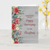 Rustic Flowers Happy Jubileum met kerst Kaart (Gele Bloem)