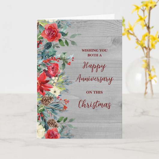 Rustic Flowers Happy Jubileum met kerst Kaart (Gele Bloem)