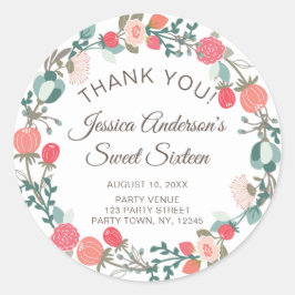 Rustic Flowers met mooie zweet Sixteen Ronde Sticker