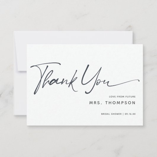 Rustic Flowers Minimal Modern Script Vrijgezellenf Bedankkaart (Voorkant)