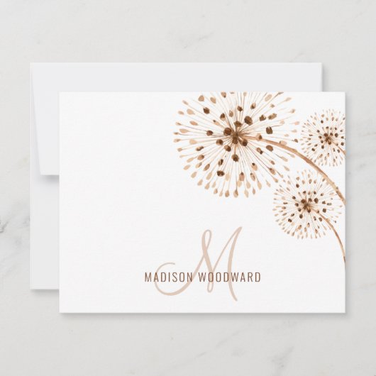 Rustic Flowers Monogram Note Kaart Notitiekaartje (Voorkant)