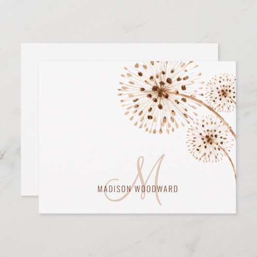 Rustic Flowers Monogram Note Kaart Notitiekaartje (Voorkant / Achterkant)