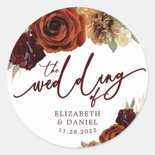 Rustic Flowers Pampas Grass Wedding Sticker (Voorkant)