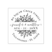 Rustic Flowers Save the Date Address Wedding Rubberstempel (Afrduk)