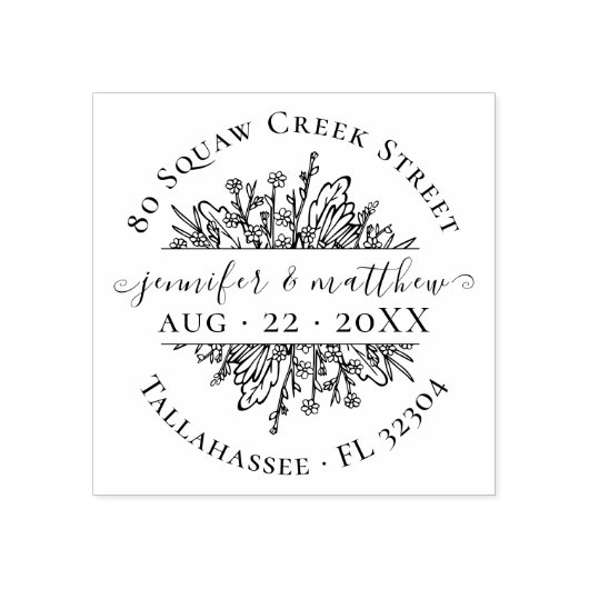 Rustic Flowers Save the Date Address Wedding Rubberstempel (Afrduk)