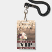 Rustic Flowers & String Lights Sweet 16 VIP-pas Badge (Voorkant met koord)
