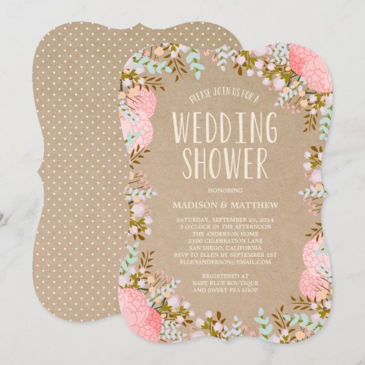 Rustic Flowers | Uitnodiging voor weduwenschoeisel (Voorkant / Achterkant)