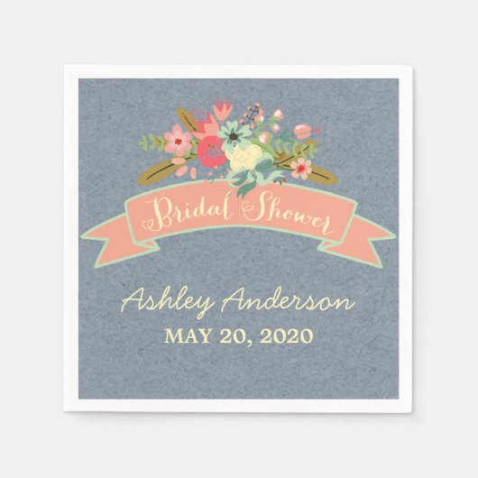 Rustic Flowers Vrijgezellenfeest Papieren servette Servet (Voorkant)