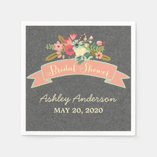 Rustic Flowers Vrijgezellenfeest Papieren servette Servetten (Voorkant)