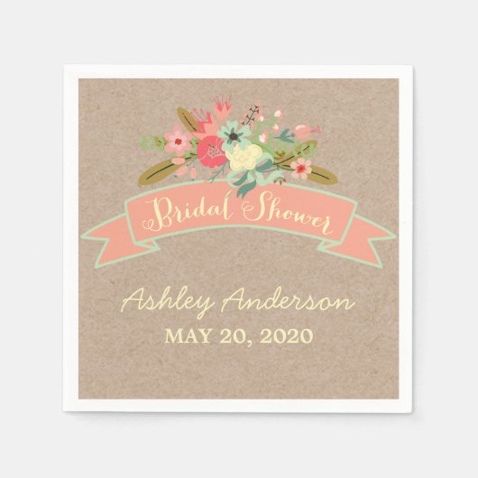 Rustic Flowers Vrijgezellenfeest Papieren servette Servetten (Voorkant)