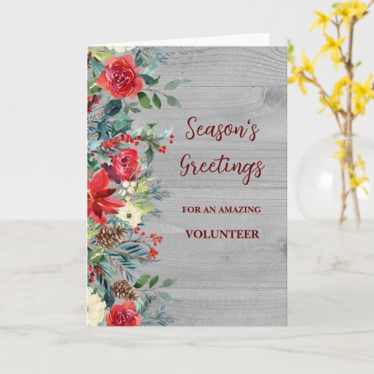 Rustic Flowers Vrijwillige Kerstvakantie Kaart (Gele Bloem)