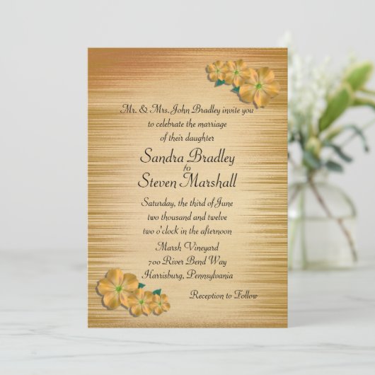 Rustic Flowers Wedding Invitation Kaart (Staand voorkant)