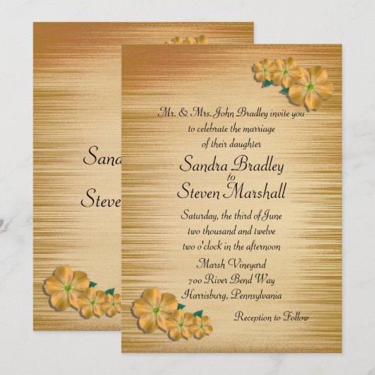 Rustic Flowers Wedding Invitation Kaart (Voorkant / Achterkant)