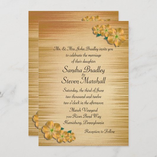 Rustic Flowers Wedding Invitation Kaart (Voorkant / Achterkant)