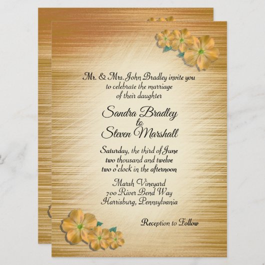 Rustic Flowers Wedding Invitation Kaart (Voorkant / Achterkant)