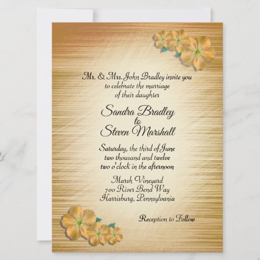 Rustic Flowers Wedding Invitation Kaart (Voorkant)