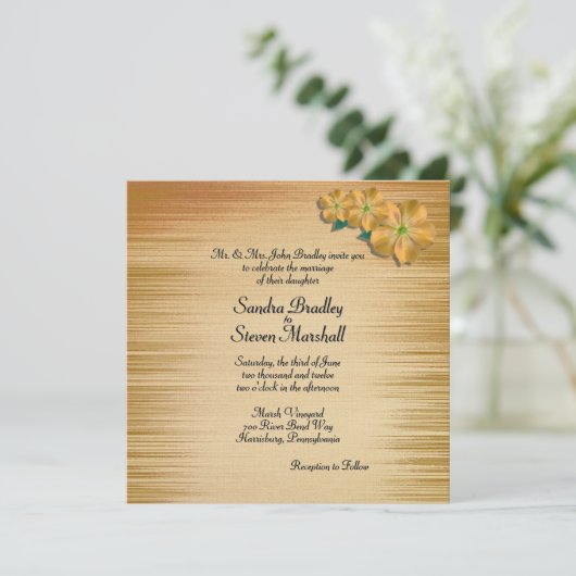 Rustic Flowers Wedding Invitation Kaart (Staand voorkant)